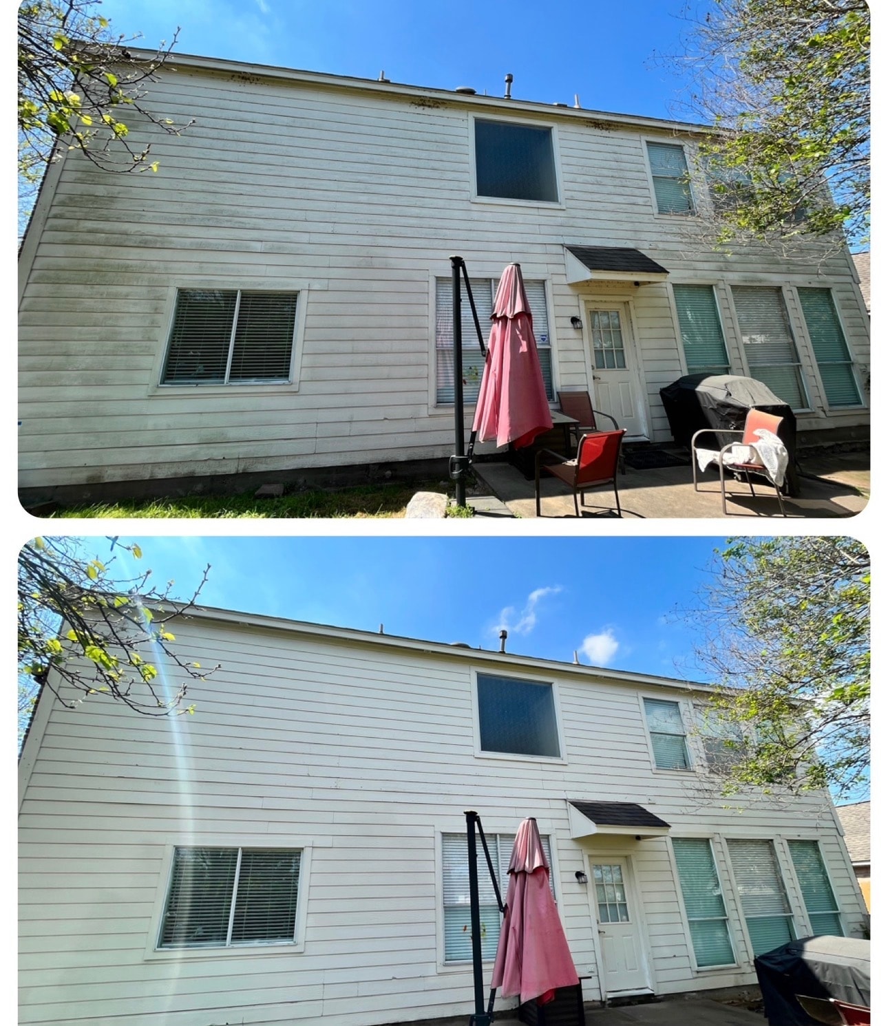 House Washing before and after cleaning