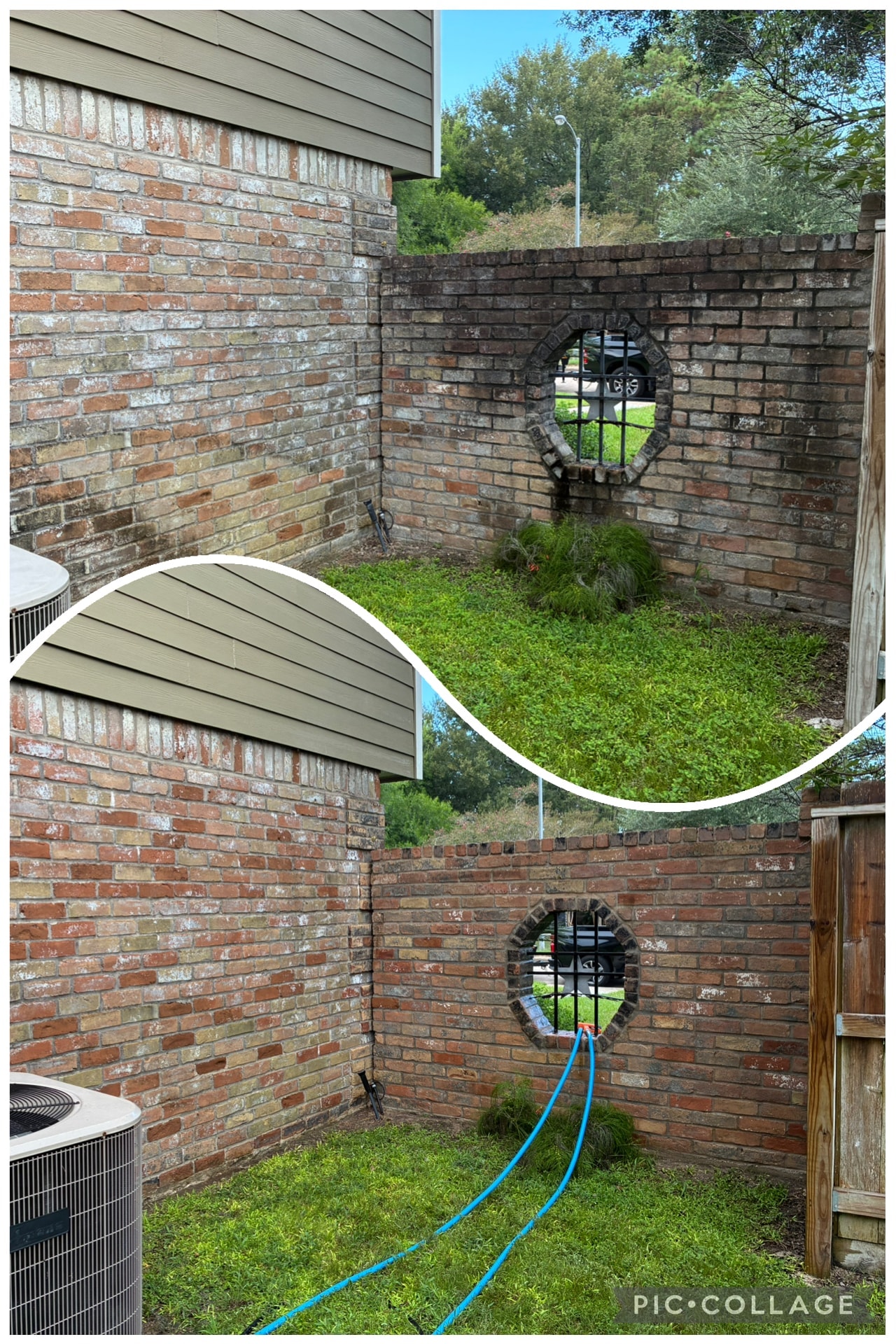 Brick Fence & Wall Cleaning before and after — Elite Exterior Cleaning