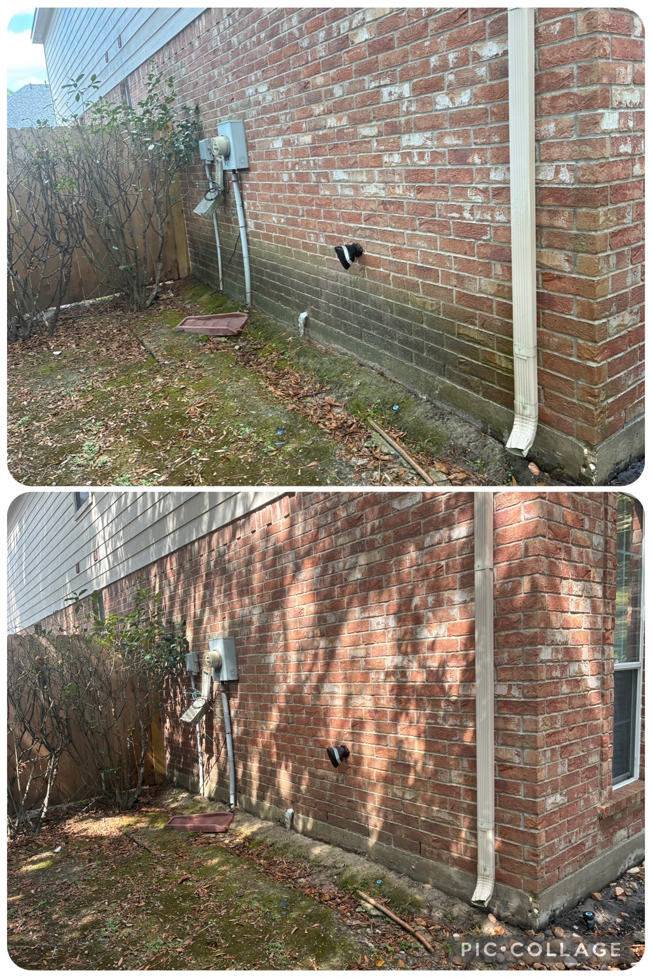 Brick Wall & House Wash before and after — Elite Exterior Cleaning