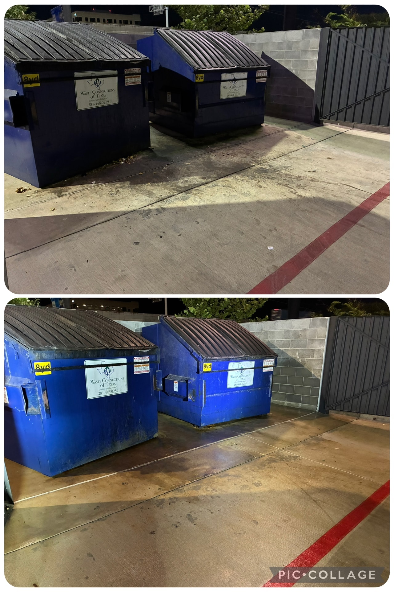 Dumpster Pad Cleaning before and after — Elite Exterior Cleaning
