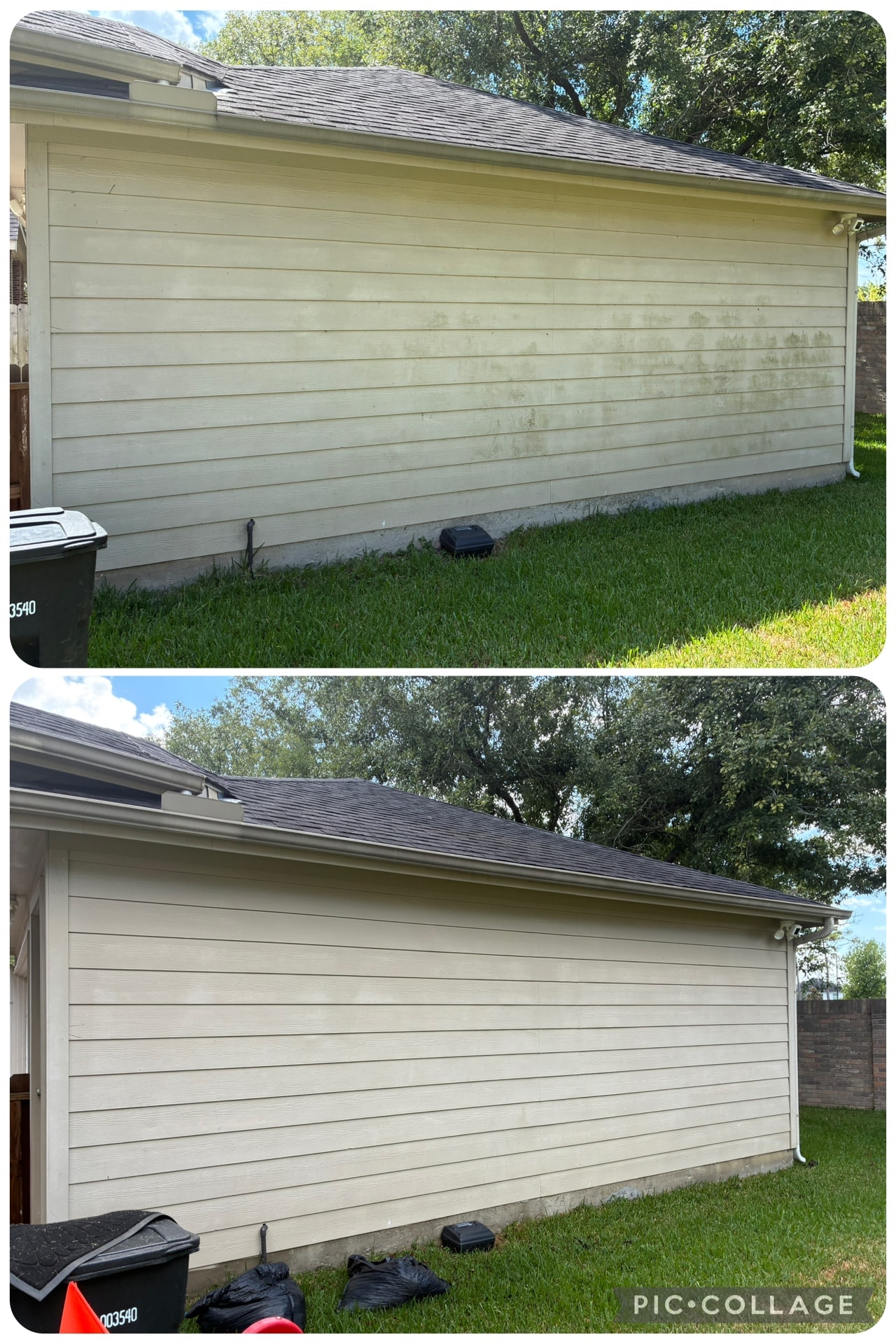 Garage & Siding Wash before and after — Elite Exterior Cleaning
