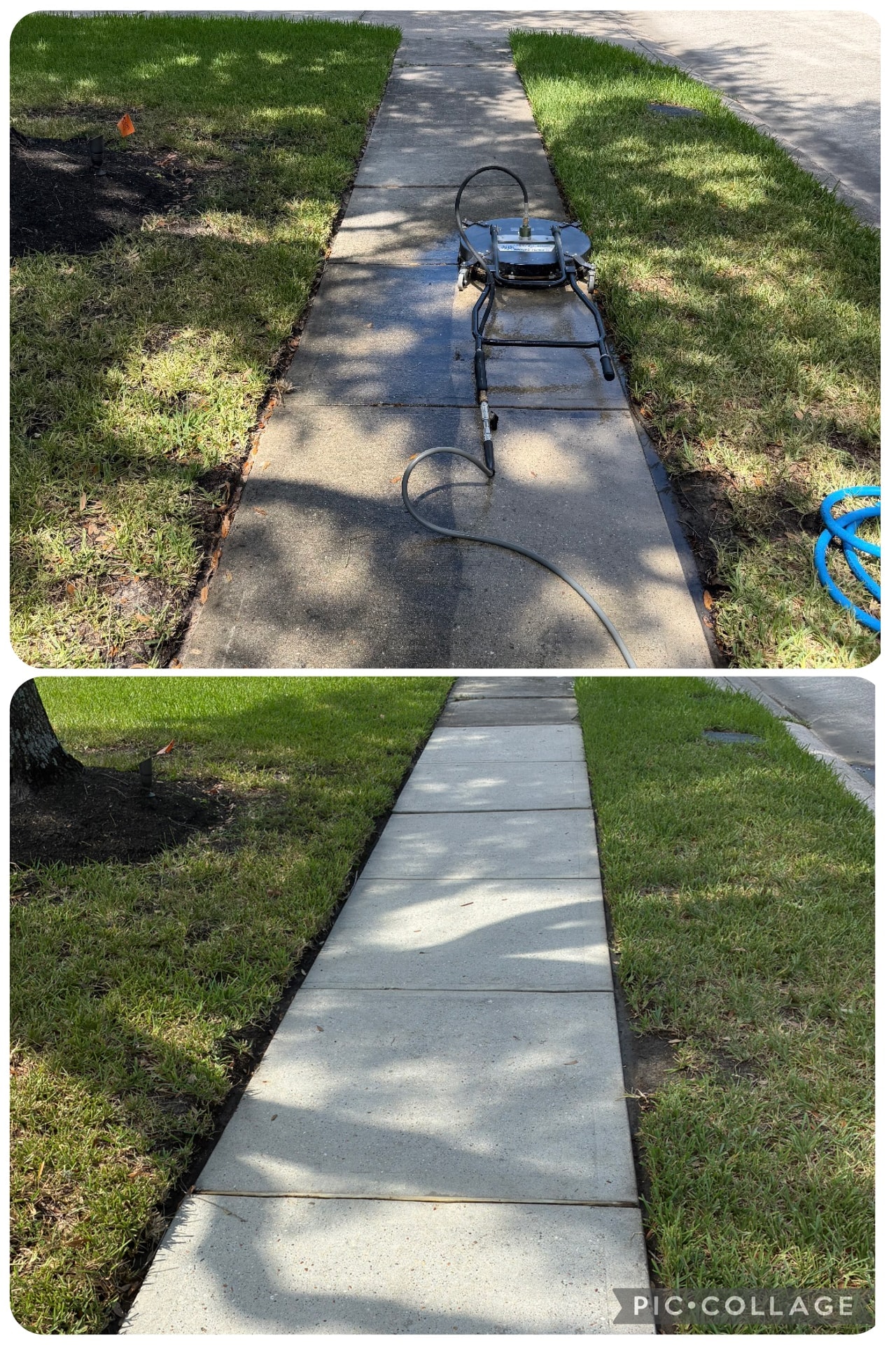 Sidewalk Cleaning before and after — Elite Exterior Cleaning