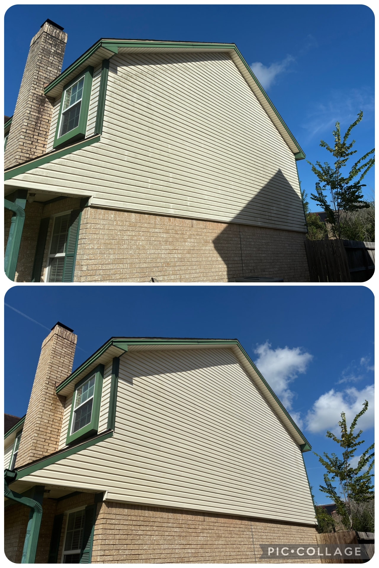 Two-Story House Wash before and after — Elite Exterior Cleaning